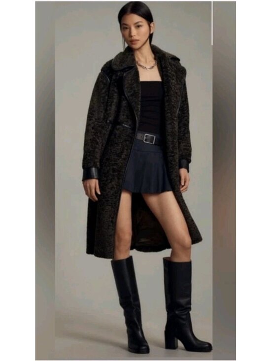 Avec Les Filles Jackets & Blazers - Avec Les Filles Tailored Sherpa Coat green jacket Anthropologie sz XS (Sold Out)